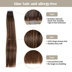YiliteVip (#P2/6/T2) Darkest Brown Balayage Invisible Tape In Extensions 20Pcs