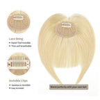 (#613) Bleach Blonde Clip In Bangs with Lace Lining and Invisible Clips