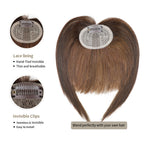 (#4) Chocolate Brown Clip In Bangs with Lace Lining and Invisible Clips