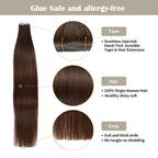 YiliteVip (#4) Chocolate Brown Invisible Tape In Extensions 20Pcs