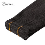 Close-up of (#1B) Natural Black Narrow Mini Tape In Hair Extensions 