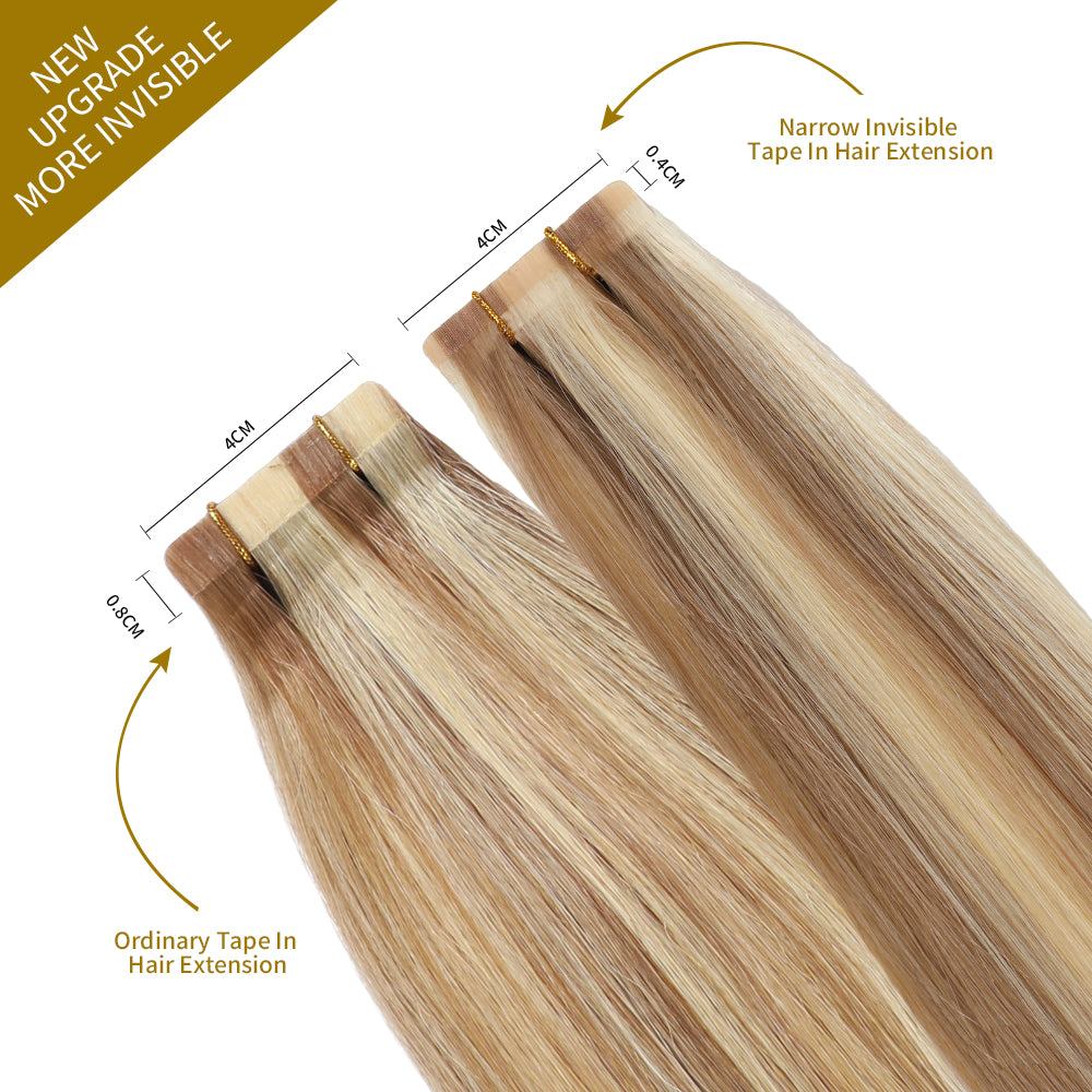 Comparison of Narrow Mini Tape In Hair Extensions vs Ordinary Tape In Extensions (#P18/613)  
