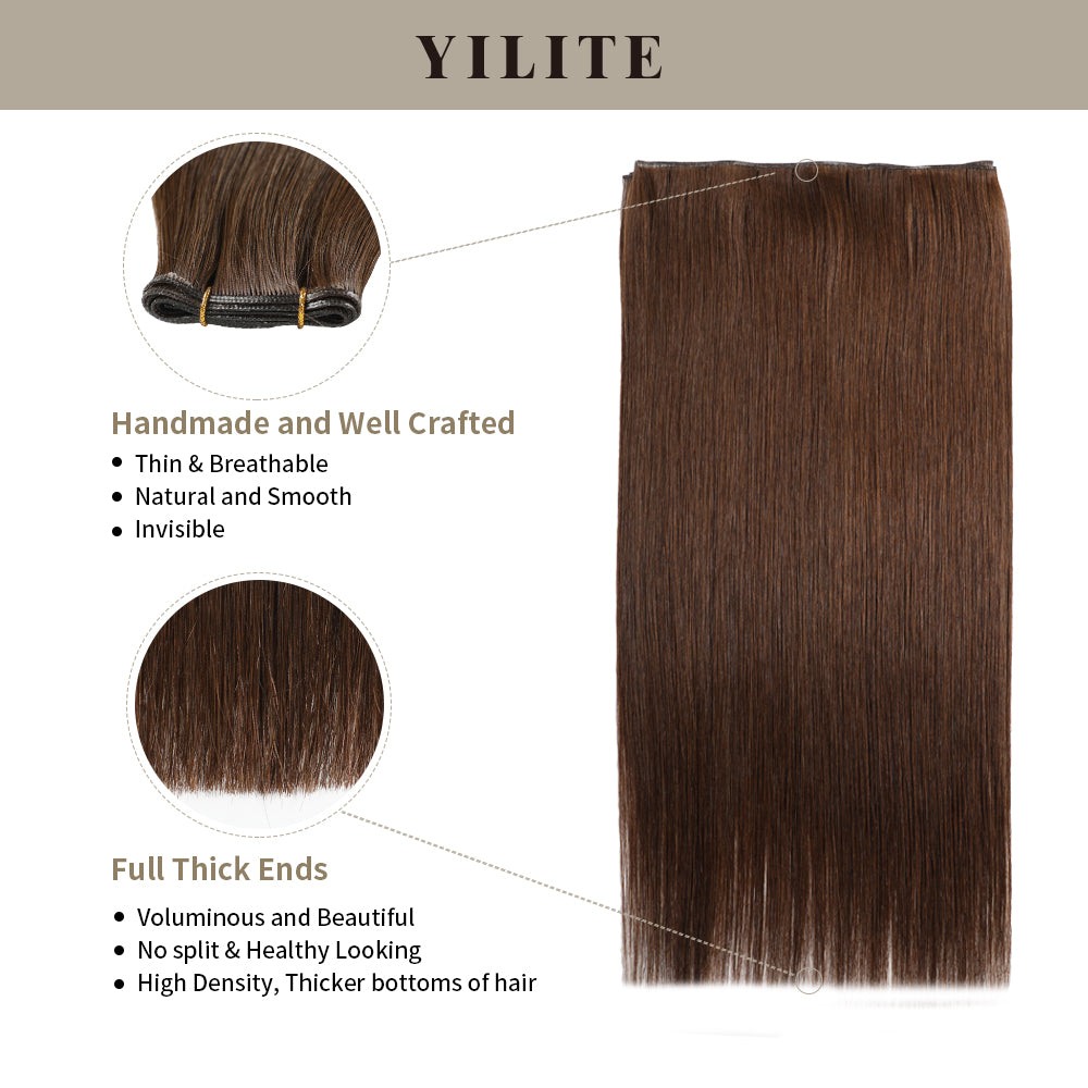 (#4) Chocolate Brown Genius Weft with Thin Handmade Top and Full Thick Ends
