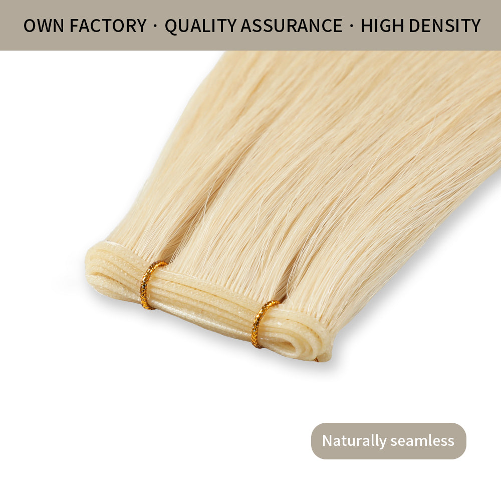 Close-up of (#613) Bleach Blonde Genius Weft, High-Density, Naturally Seamless