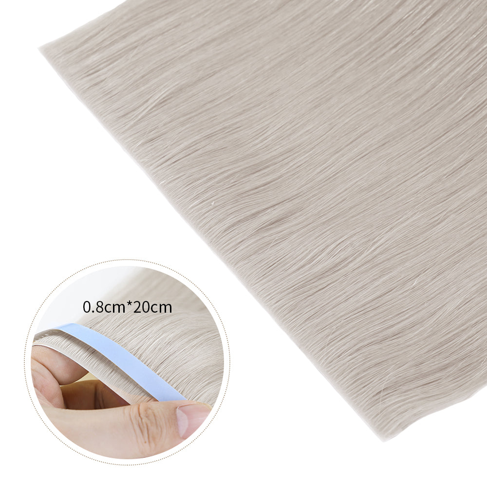 Close-up of Silver Tape Weft Hair Extensions