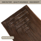 Seamless Clip Ins 7Pcs with Close-up of Clips (#4) Chocolate Brown