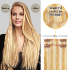 Before and After Wearing (#P27/613) Seamless Clip In Hair Pads, 10cm Wide Piece