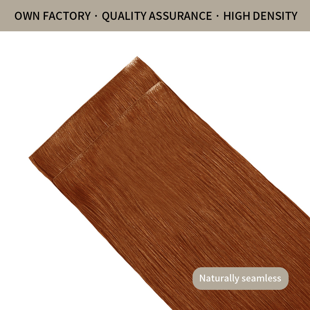 Front View of 2 Seamless Clip In Hair Pads (#33) Dark Auburn