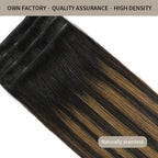 Front View of 2 Seamless Clip In Hair Pads (#P1B/6/T1B) Natural Black Balayage