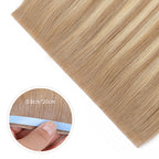 Close-up of (#T18/18/613) Ash Blonde Balayage Tape Weft Hair Extensions