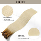 (#T8/60) Light Brown to Platinum Blonde Classic Clip Ins with salon quality and hair ends 