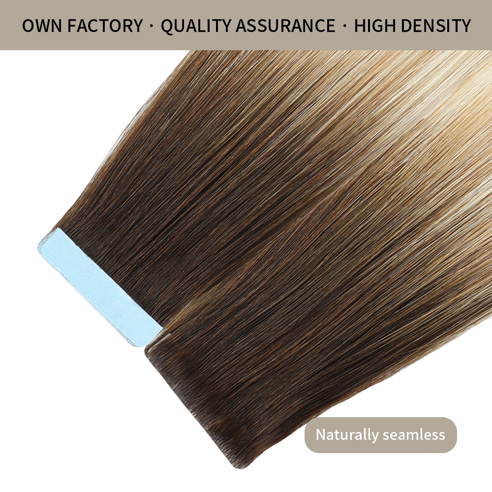 YiliteVip (#T2/P18/613) Darkest Brown with Blonde Balayage Invisible Tape In Extensions 20Pcs