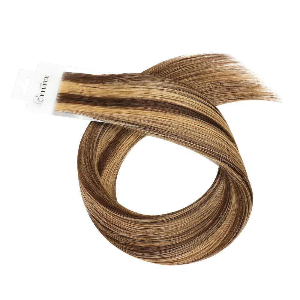 YiliteVip (#P4/27) Caramel Blonde Balayage Invisible Tape In Extensions 20Pcs