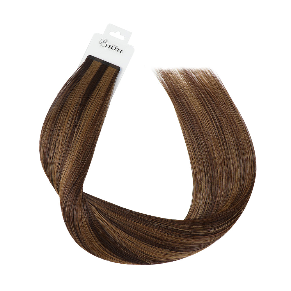 YiliteVip (#P2/6) Darkest Brown Chestnut Balayage Mini Tape In Hair Extensions 20Pcs