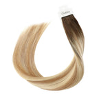 YiliteVip (#T2/P18/60) Darkest Brown with Ash Blonde Balayage Mini Tape In Hair Extensions 20Pcs