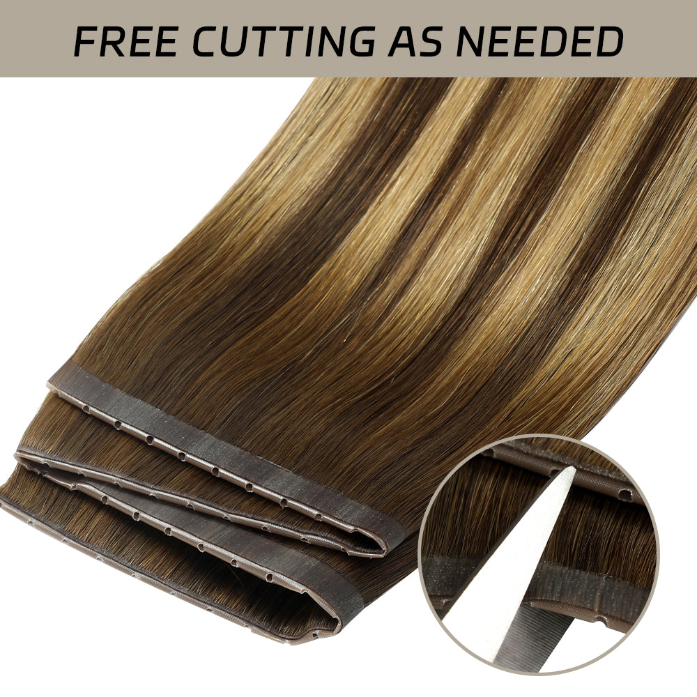 YiliteVip (#P4/27/T4) Chocolate Brown to Caramel Blonde Butterfly Weft Hair Extensions