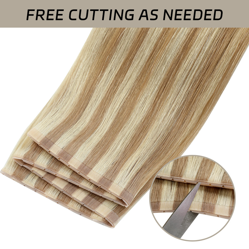 YiliteVip (#P18/613) Ash Blonde Highlights Butterfly Weft Hair Extensions