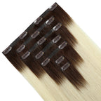 YiliteVip (#T2/60) Darkest Brown to Platinum Blonde Seamless Clip Ins 7Pcs
