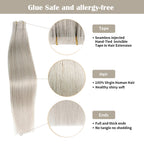 YiliteVip Silver Invisible Tape In Extensions 20Pcs