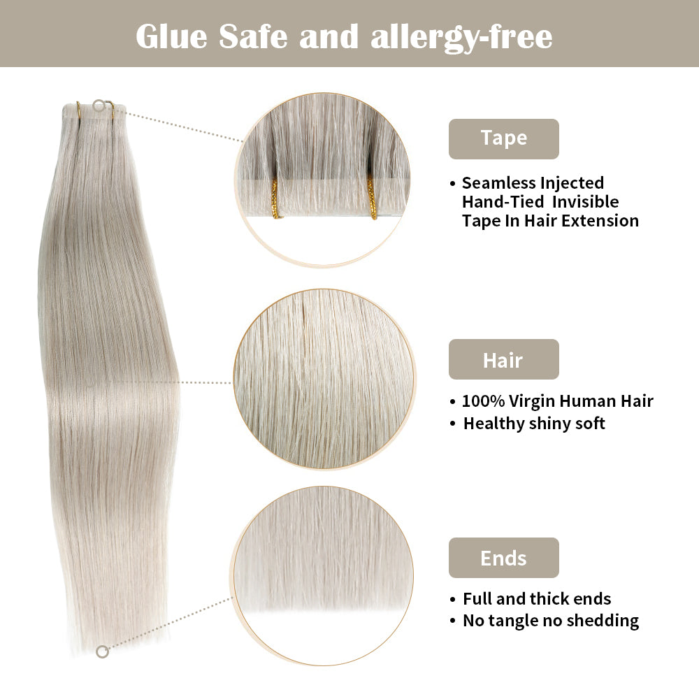 YiliteVip Silver Invisible Tape In Extensions 20Pcs