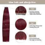 YiliteVip (#99J) Burgundy Invisible Tape In Extensions 20Pcs