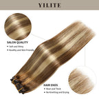(#P6/613/T4) Brown to Blonde Balayage Classic Clip Ins with salon quality and hair ends 