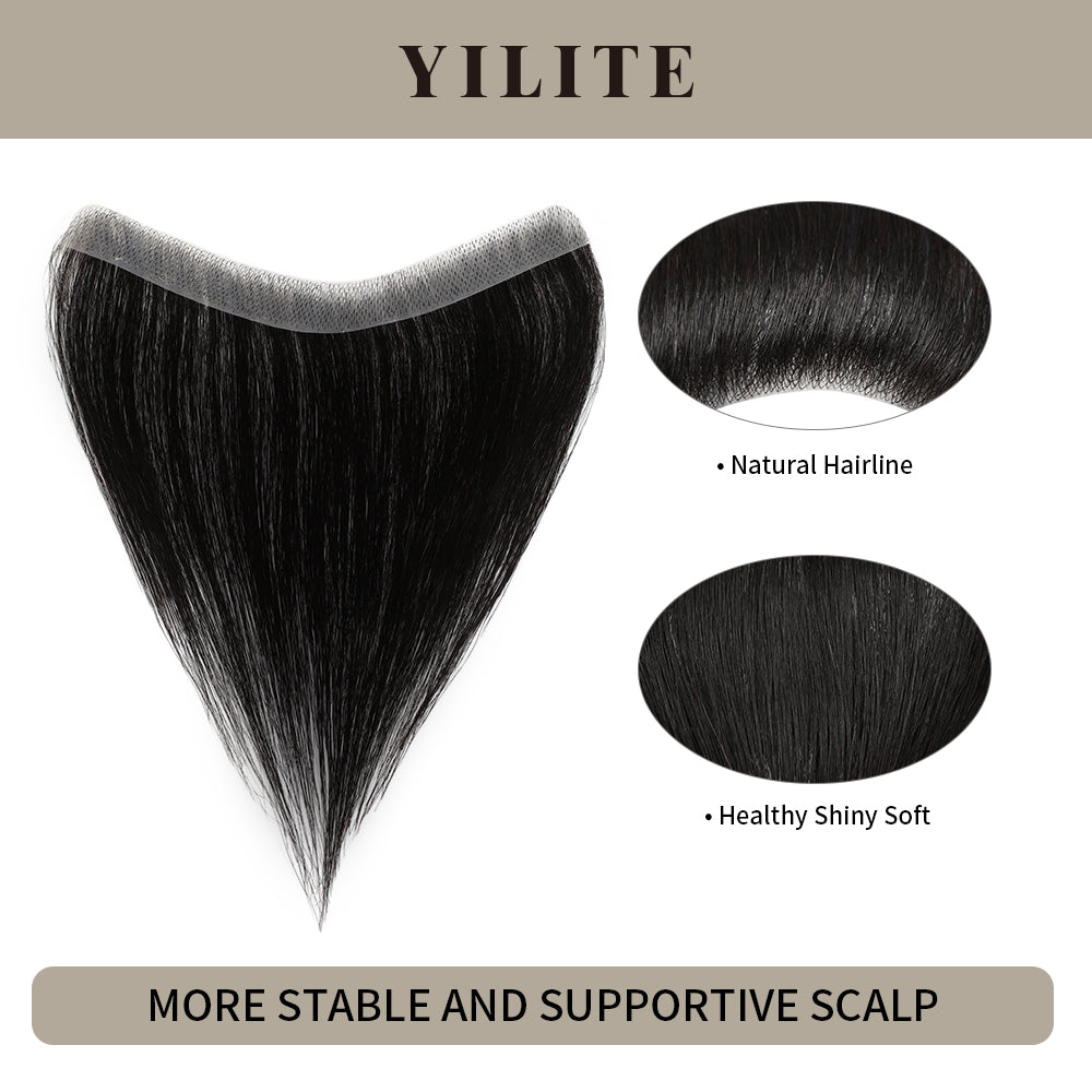 seamless hair patch with natural hairline and healthy, shiny, soft hair (#1）