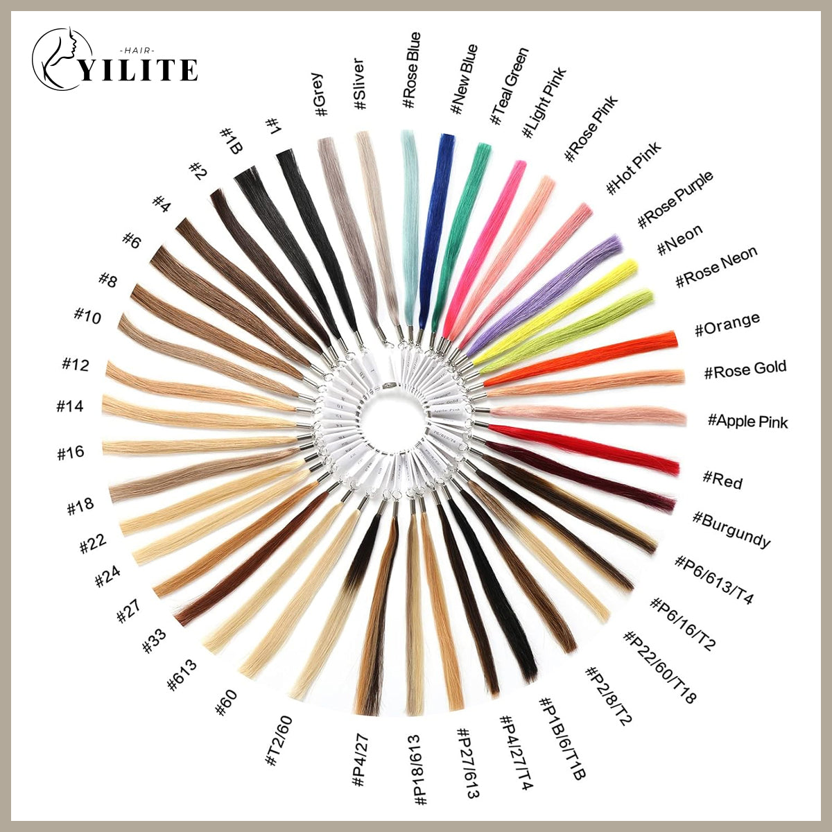 YiliteVip Hair Color Ring Real Human Hair 8 Inches 43 Shades