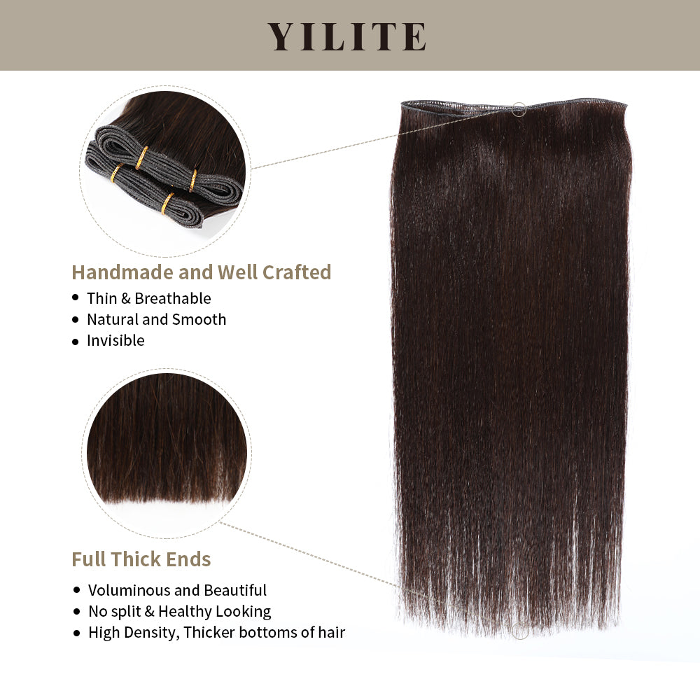 (#2) Darkest Brown Genius Weft with Thin Handmade Top and Full Thick Ends