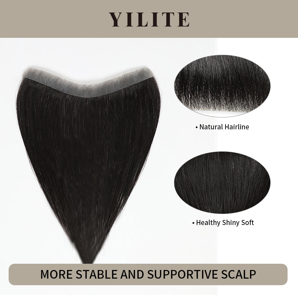seamless hair patch with natural hairline and healthy, shiny, soft hair (#1B）