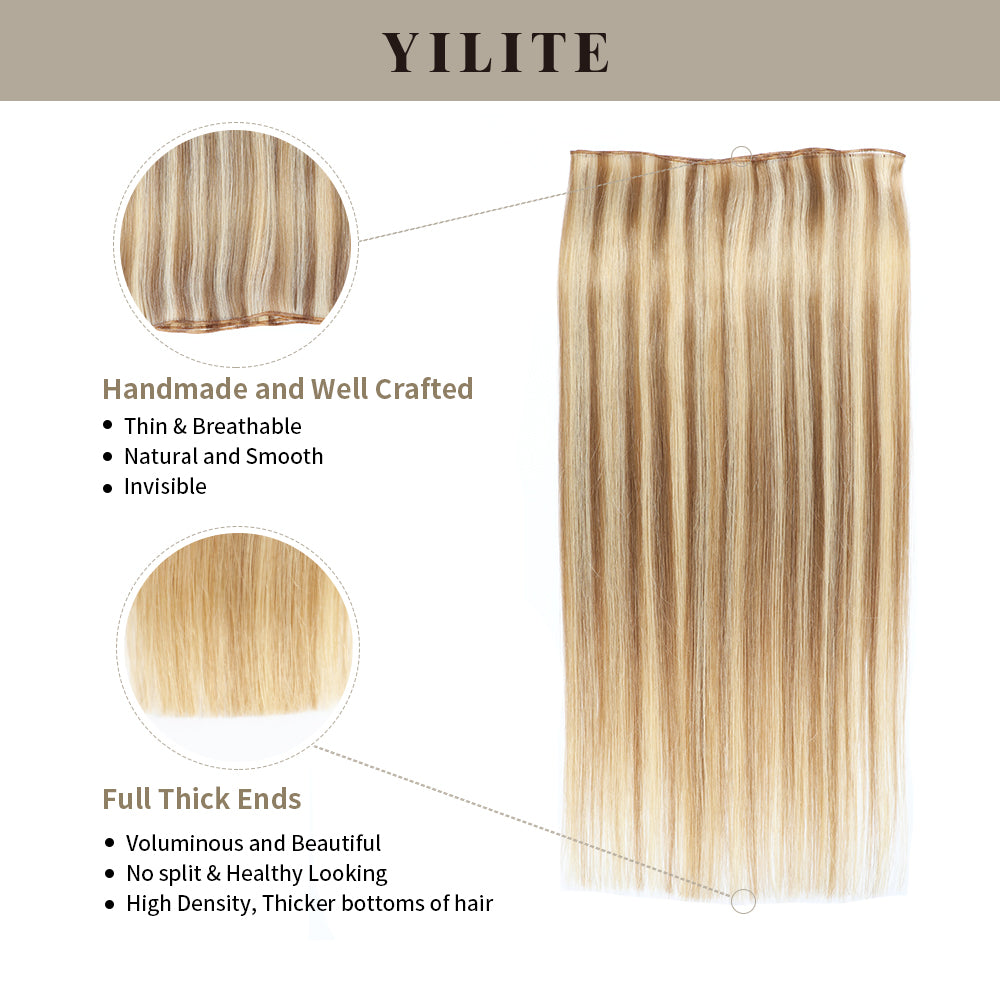 (#P18/613) Ash Blonde Highlights Genius Weft with Thin Handmade Top and Full Thick Ends