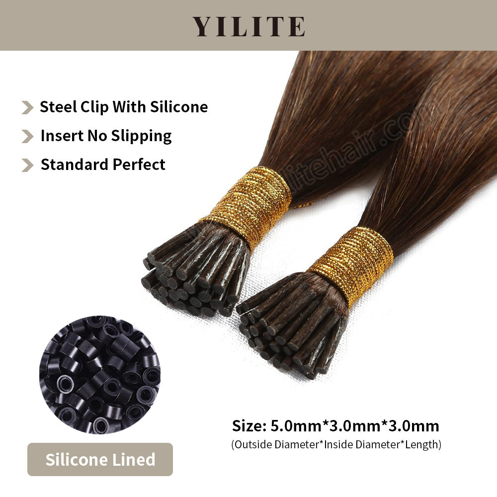 (#4) I Tip Extensions Shown with Silicone-Lined Beads for Illustration (5.0×3.0×3.0mm)