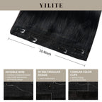 Details of (#1) Jet Black Wire Extensions: Invisible Wire, 90° Rectangular Design, and 4 Clips