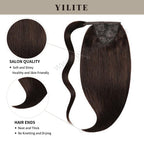 (#2) Darkest Brown Wrap Around Ponytail Extension with Salon Quality and Thick Ends