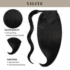 (#1B) Natural Black Wrap Around Ponytail Extension with Salon Quality and Thick Ends
