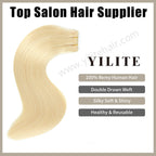 (#60) Platinum Blonde Sew In Weft: 100% Virgin Human Hair, Double Drawn, Shiny & Reusable