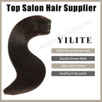 (#2) Darkest Brown Sew In Weft: 100% Virgin Human Hair, Double Drawn, Shiny & Reusable