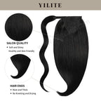 (#1) Jet Black Wrap Around Ponytail Extension with Salon Quality and Thick Ends