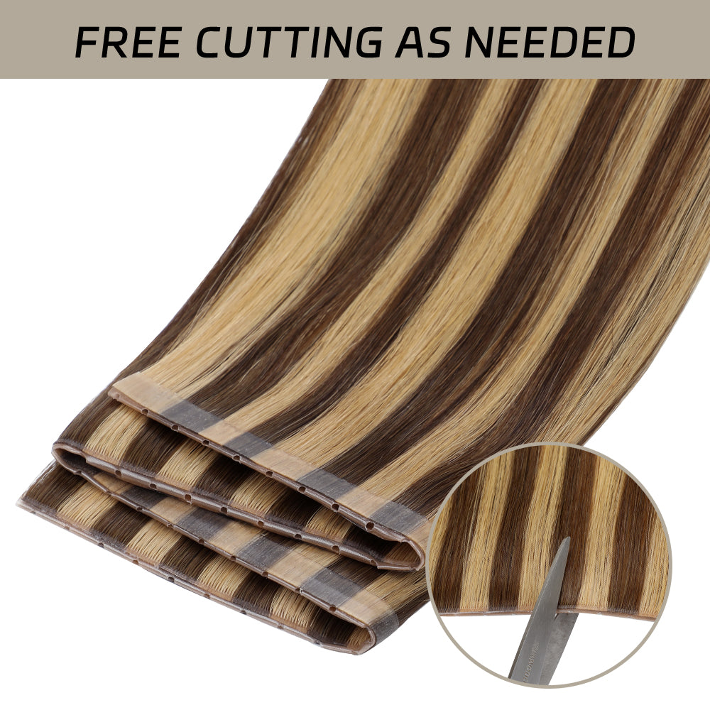 YiliteVip (#P4/27) Caramel Blonde Balayage Butterfly Weft Hair Extensions