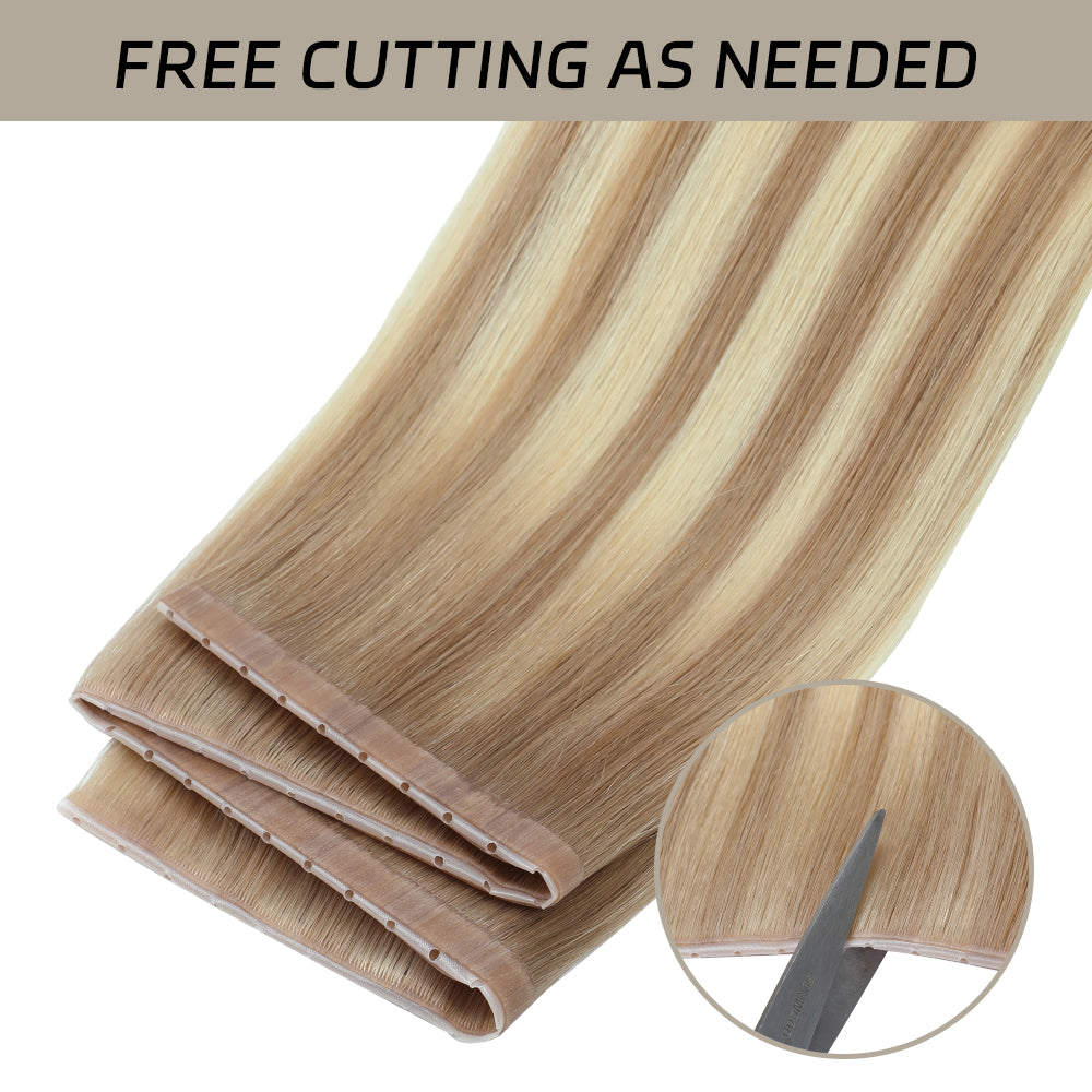 YiliteVip (#T18/P18/613) Ash Blonde Balayage Butterfly Weft Hair Extensions