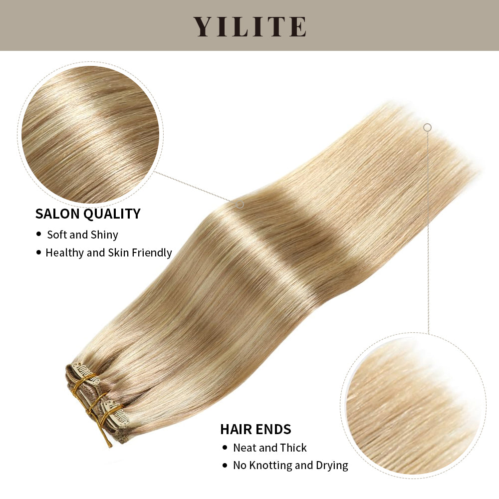 (#P18/613) Ash Blonde Highlights Classic Clip Ins with salon quality and hair ends 