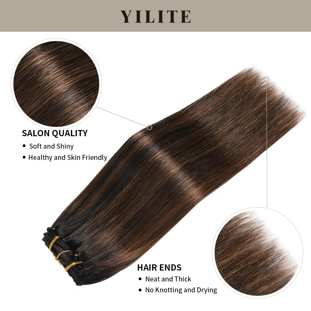 (#P1B/6/T1B) Natural Black Balayage Classic Clip Ins with salon quality and hair ends 