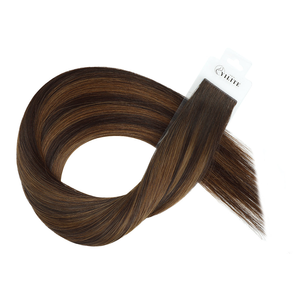YiliteVip (#P2/6/T2) Darkest Brown Balayage Invisible Tape In Extensions 20Pcs