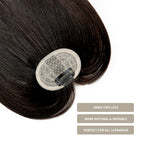 Close-up of (#1B) Natural Black Clip In Bangs, Hand-Tied Lace, More Natural