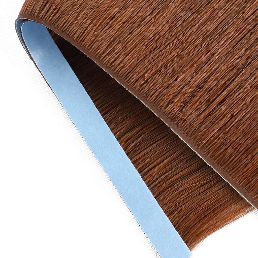 Zoomed View of (#33) Dark Auburn Tape Weft Hair Extensions