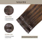 Clip In Hair Pads (2 Pieces) with Front View Thumbnail and Close-up of Clips (#P2/6/T2)