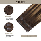 Clip In Hair Pads (2 Pieces) with Front View Thumbnail and Close-up of Clips (#P4/27/T4)