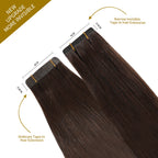 Comparison of Narrow Mini Tape In Hair Extensions vs Ordinary Tape In Extensions (#2) Darkest Brown