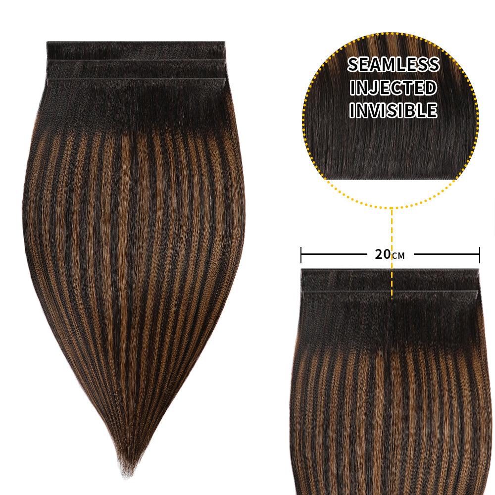 (#P1B/6/T1B) Natural Black Balayage Tape Weft Hair Extensions 20CM 4Pcs