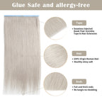 Details of Silver Tape Weft Hair Extensions: Seamless Tape, Virgin Hair, Thick Ends